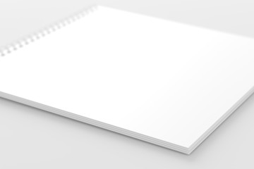 Square Spiral Notebook Notepad White Blank 3D Rendering Mockup