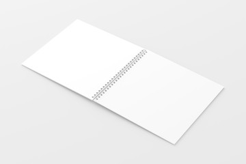 Square Spiral Notebook Notepad White Blank 3D Rendering Mockup