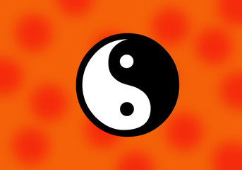 Yin and Yang Symbol on an Orange Background, Digital Art