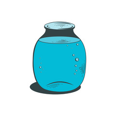 Glass jar for canning and storage full of water. Illustration on a white background.