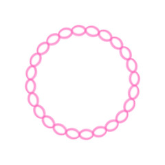 Abstract geometric colorful round  frame on white background. Template design for invitation, poster, card, postcard. Holiday card or congratulation. Vector stock illustration. Pink border.