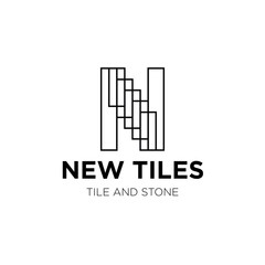 N letter with Tile shaped inside vector logo icon illustration