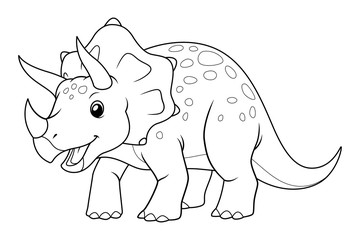 Triceratops Cartoon Illustration BW