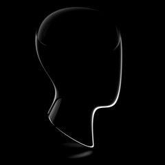 Head in black background. Illustration.
