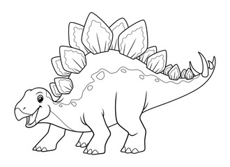 Stegosaurus Cartoon Illustration BW