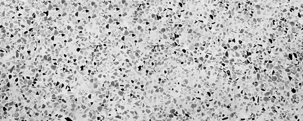 Terrazzo flooring marble stone wall texture abstract background. black and white terrazzo floor tile