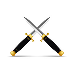 two sharp dagger knife isolated on white background vector illustration EPS10