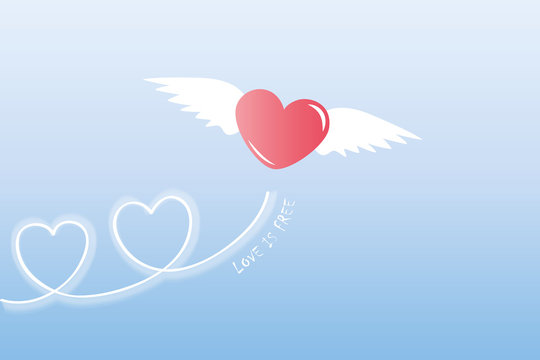 love is free flying heart vector illustration EPS10