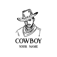 Cowboy Hand drawn sketch vector illustration