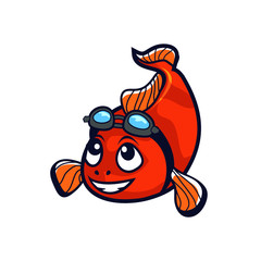 orange clownfish cartoon character mascot can be used as mascot or logo - obrazy, fototapety, plakaty