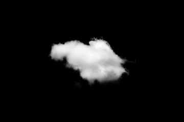 Isolated White cloud on black background for decoration or nature design.