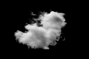 Isolated White cloud on black background for decoration or nature design.