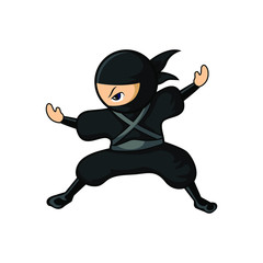 black cartoon ninja without weapon ready to start battle