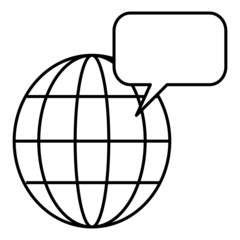 Talking globe simple vector. Latitude and longitude lines visible with globe speaking room for copy and text