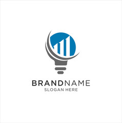 Business creative idea logo design. Bulb with chart and arrow logo design. Design element chart with the arrow logo. Business finance design concept template