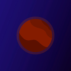 Planet Mars in space icon. Vector flat illustration.