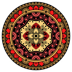 Ethnic Mandala Ornament. Arabic, Pakistan, Moroccan, Turkish, Indian, Spain motifs