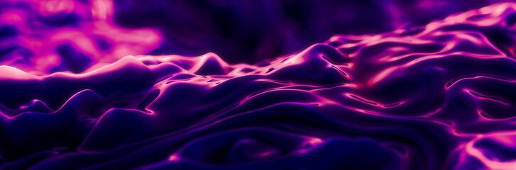 Abstract colorful neon Background, pink purple curved lines, panoramic header - obrazy, fototapety, plakaty