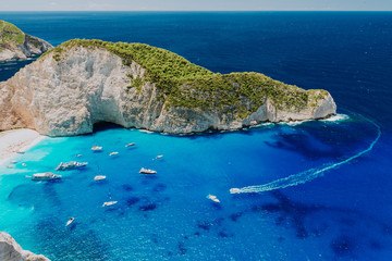 Fototapeta premium View of the shipwreck on the beach Navagio in Zakynthos, Greece