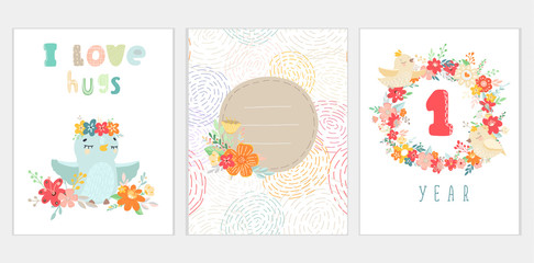 Beautiful banners with flowers in carton style. Vector illustration cards. Modern templates.