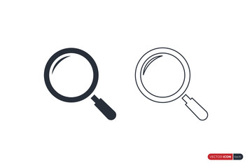 Magnify Zoom Lens Search Icon isolated on white background. Flat Vector Icon Design Template Element.