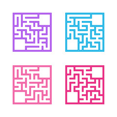 A set of mazes. Game for kids. Puzzle for children. Labyrinth conundrum. Find the right path. Color vector illustration.