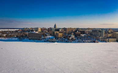 Madison in winter aerial