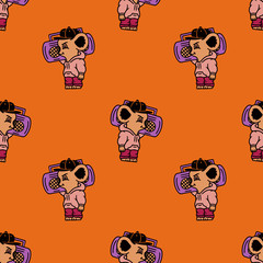 Color animal koala seamless pattern on black background