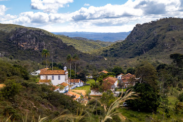 Fototapeta na wymiar Historic village of Biribiri, seen from the road, Diamantina, Minas Gerais, Brazil
