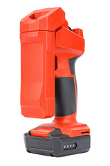 Cordless 12V LED task light with flexible head and retractable hook for hands-free lighting in red...