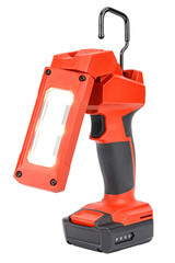 Cordless 12V LED task light with flexible head and retractable hook for hands-free lighting in red...