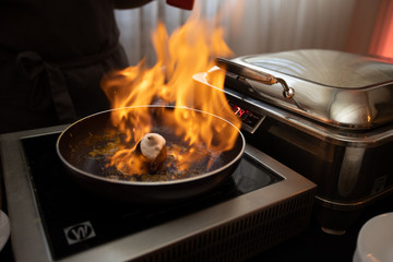 cooking in the kitchen