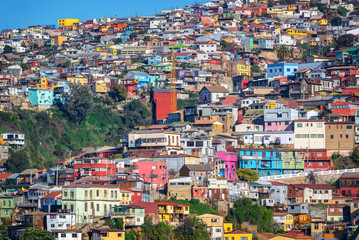 Colorful houses on a hill of Valparaiso, Chile