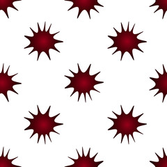 Virus seamless pattern in red. Isolated red background. Vector abstraction. The idea for a medical article, educational literature. Dangerous strain.