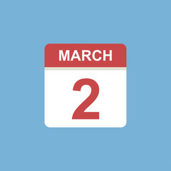 calendar - March 2 icon illustration isolated vector sign symbol