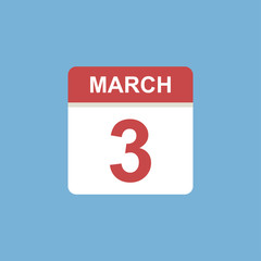calendar - March 3 icon illustration isolated vector sign symbol