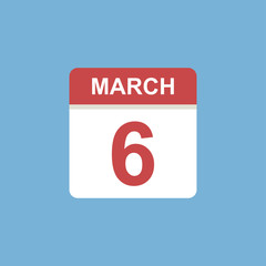 calendar - March 6 icon illustration isolated vector sign symbol