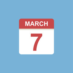 calendar - March 7 icon illustration isolated vector sign symbol
