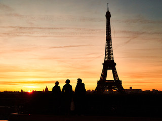 Eiffel tower in Paris, sunset time