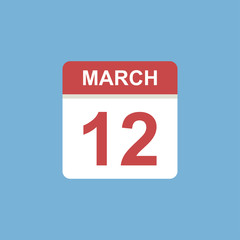 calendar - March 12 icon illustration isolated vector sign symbol