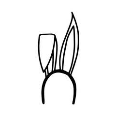 Easter bunny ears, decor and design element, ears worn on the head, doodle outline vector illustration