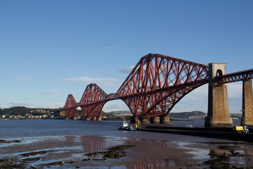 Obraz premium red steel bridge over river 