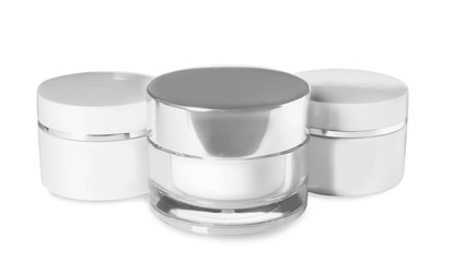 Set of luxury cosmetic products isolated on white