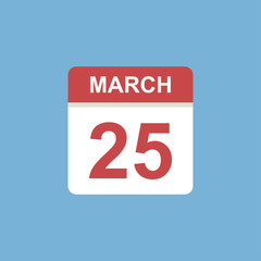 calendar - March 25 icon illustration isolated vector sign symbol