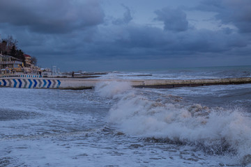 waves breaking on the beach