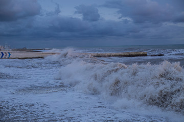 waves breaking on the beach