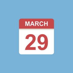 calendar - March 29 icon illustration isolated vector sign symbol
