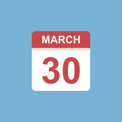 calendar - March 30 icon illustration isolated vector sign symbol