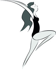vector illustration of a cartoon ballerina dancing
