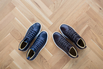 stylish men's shoes. men fashion still life. different boots, sneakers